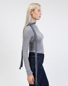 Gestreifte Strickjacke mit Schal ohne Jacke