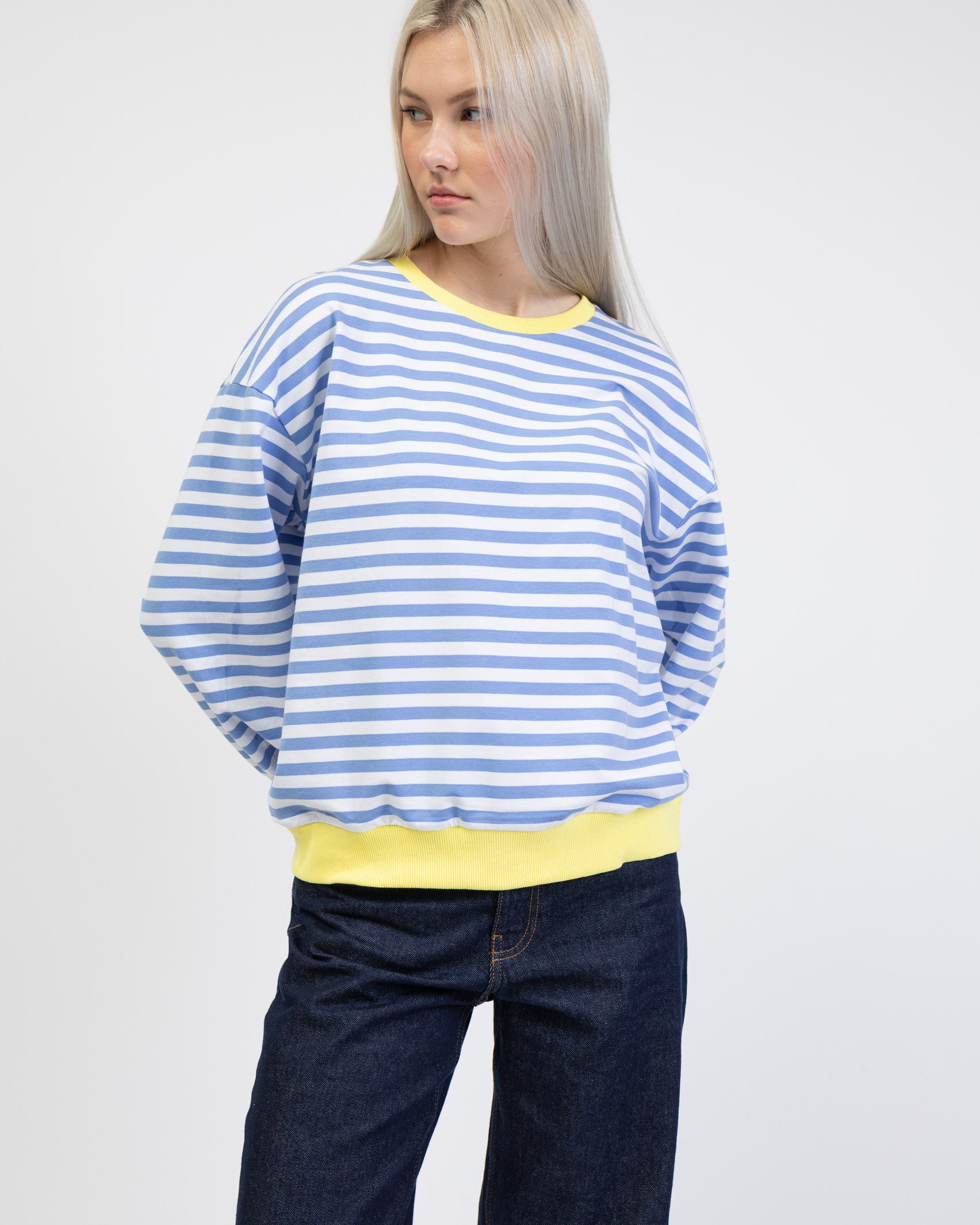 Gestreiftes Sweatshirt mit Farbakzenten von vorne