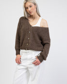 Strickjacke mit V-Ausschnitt von vorne