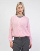 Weiche einfarbige Strickjacke von vorne