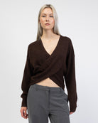 Wickelpullover mit V-Ausschnitt von vorne