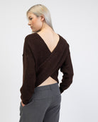 Wickelpullover mit V-Ausschnitt von hinten