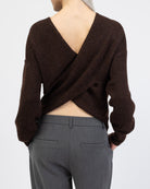 Wickelpullover mit V-Ausschnitt vn hinten