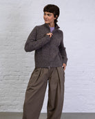 Strukturierte Strickjacke mit Stehkragen