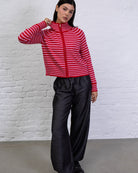 Strukturierte Strickjacke mit Streifen