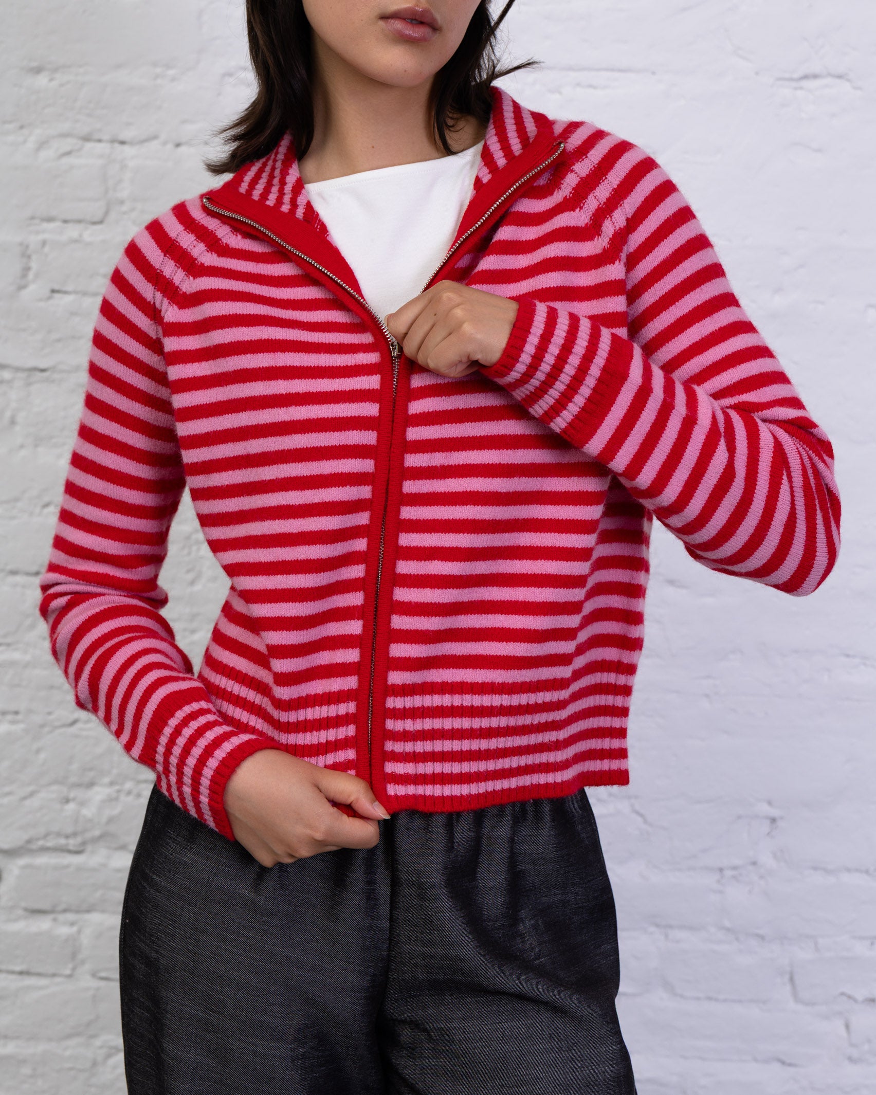 Strukturierte Strickjacke mit Streifen