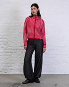 Strukturierte Strickjacke mit Streifen