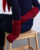 Gestreifte Strickstulpen
