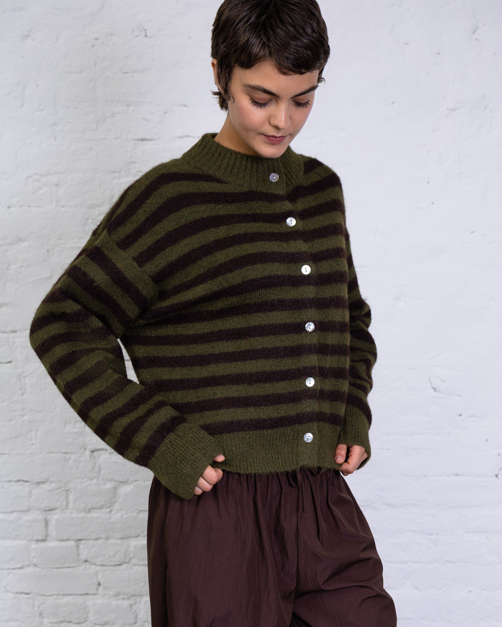 Weiche Strickjacke mit Streifen
