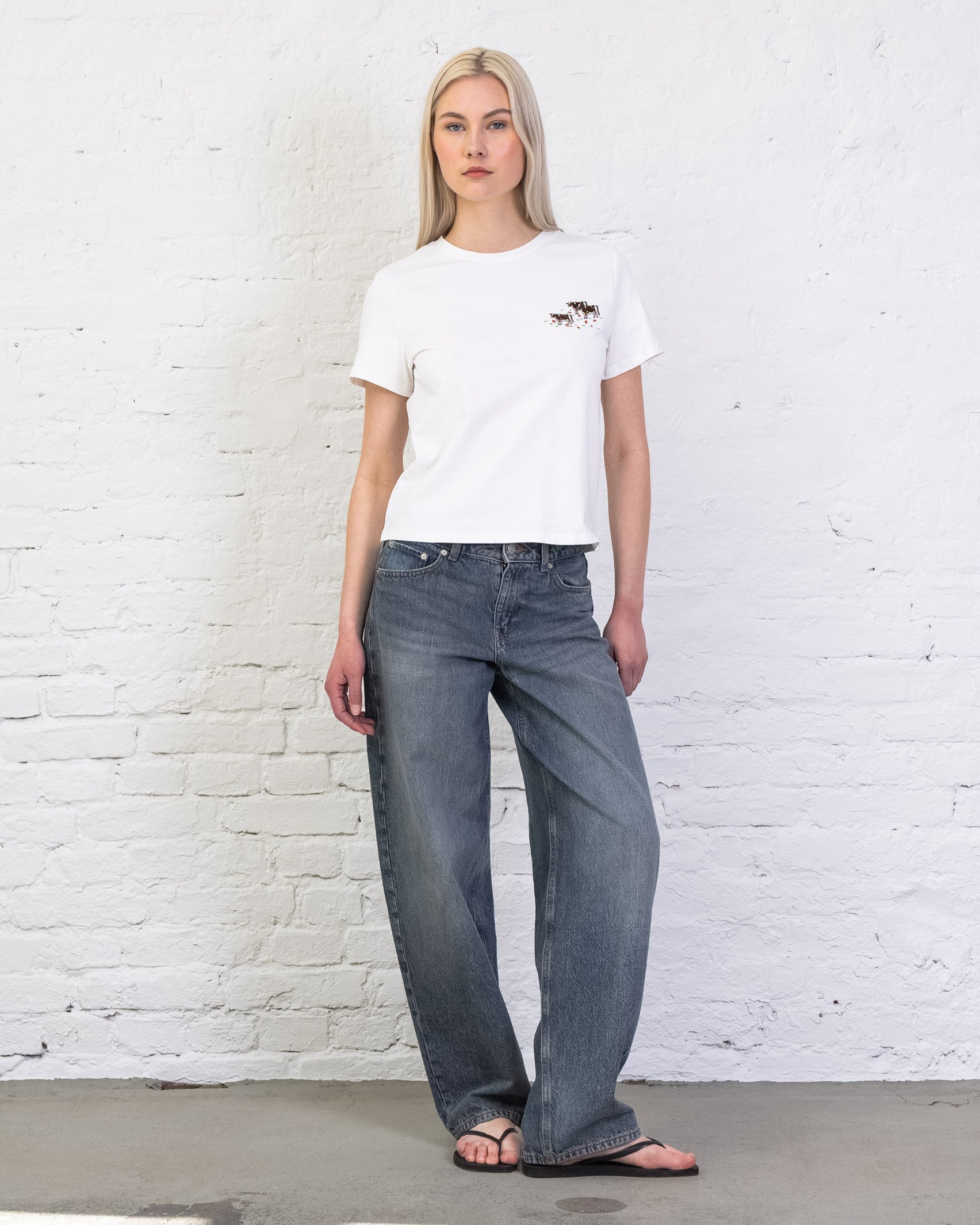 Shirt mit Kuh Stickerei