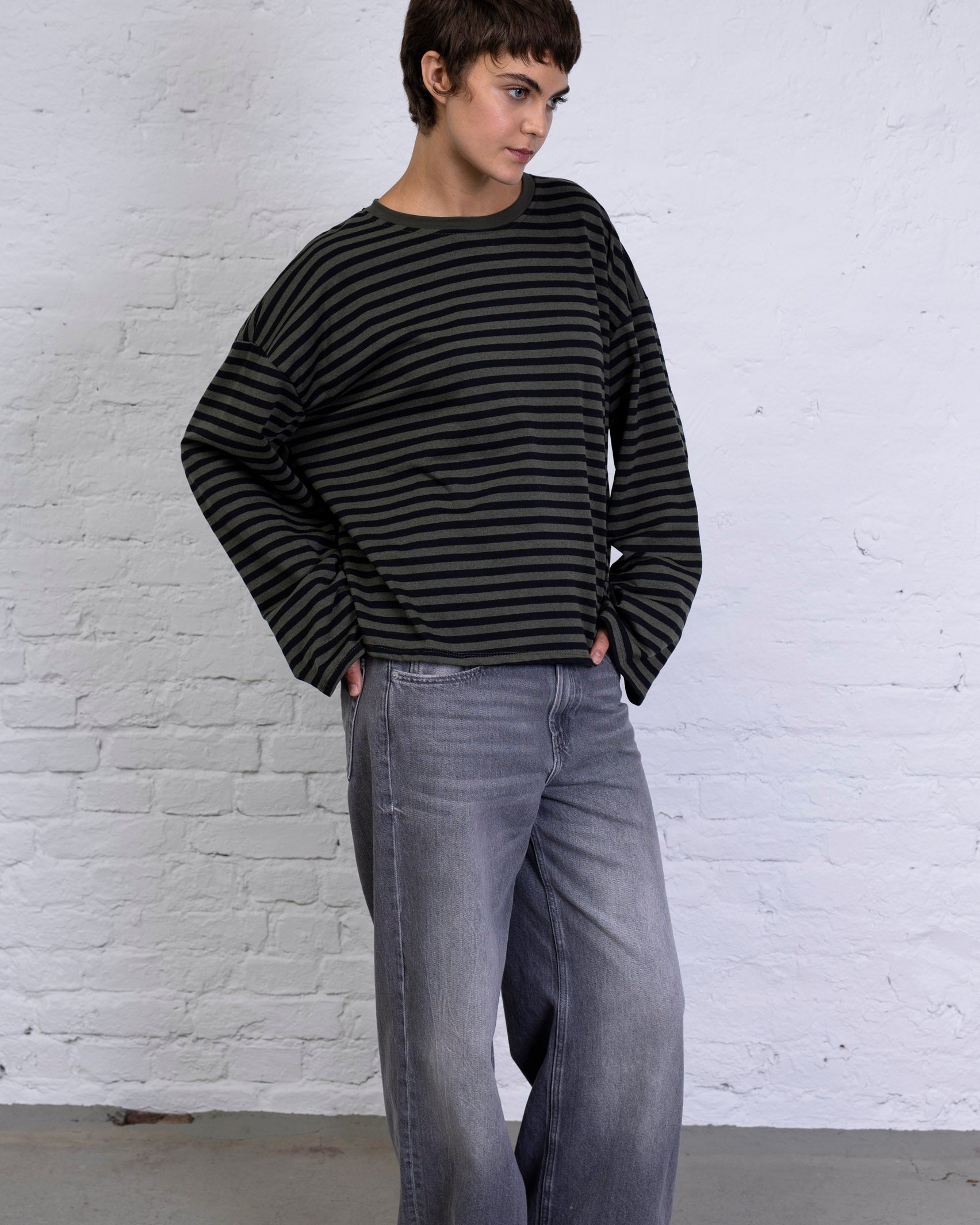 Lockeres Langarmshirt mit Streifen