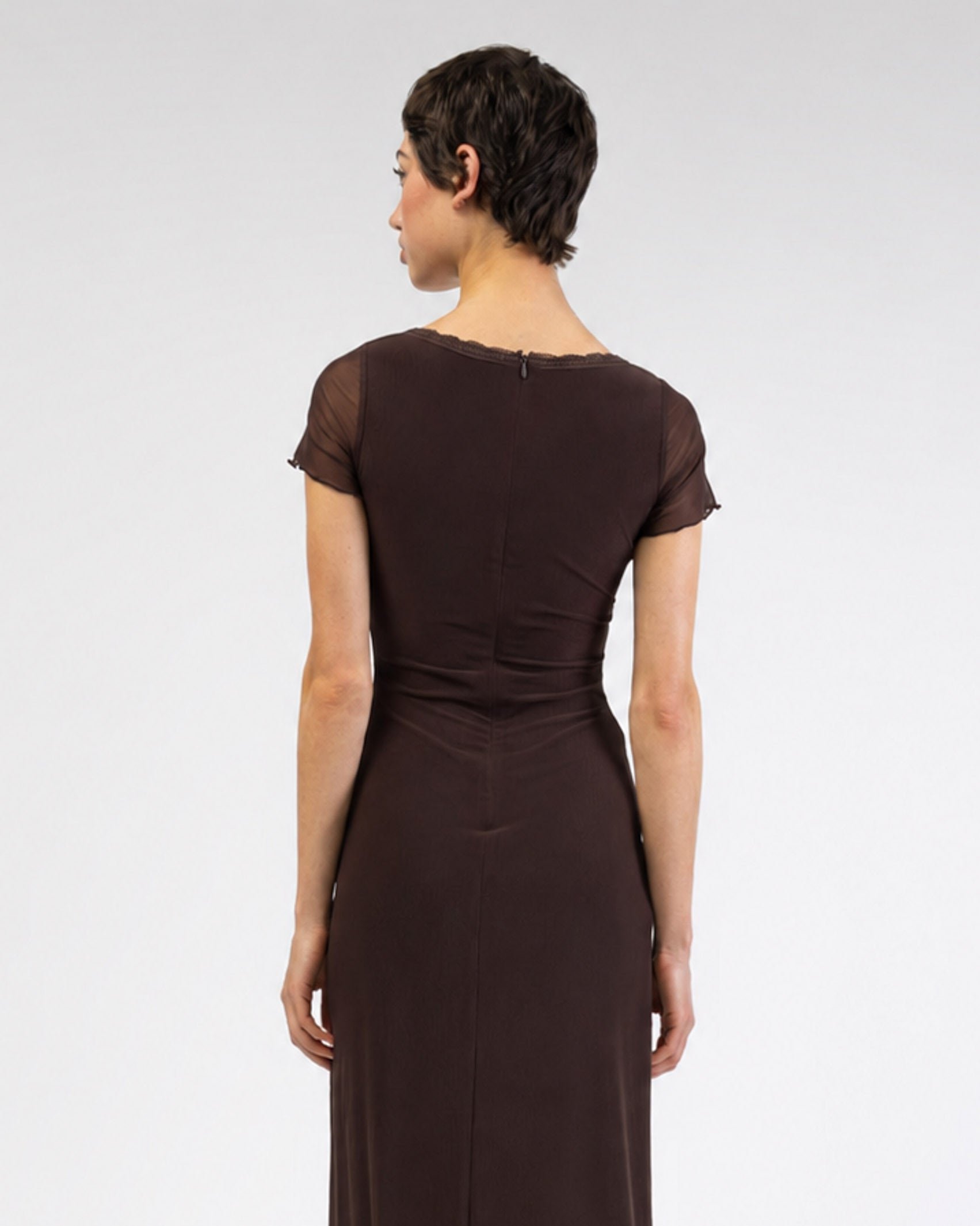 Mesh Maxikleid mit Spitzendetails