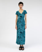 Maxikleid mit Blumenprint aus Samt
