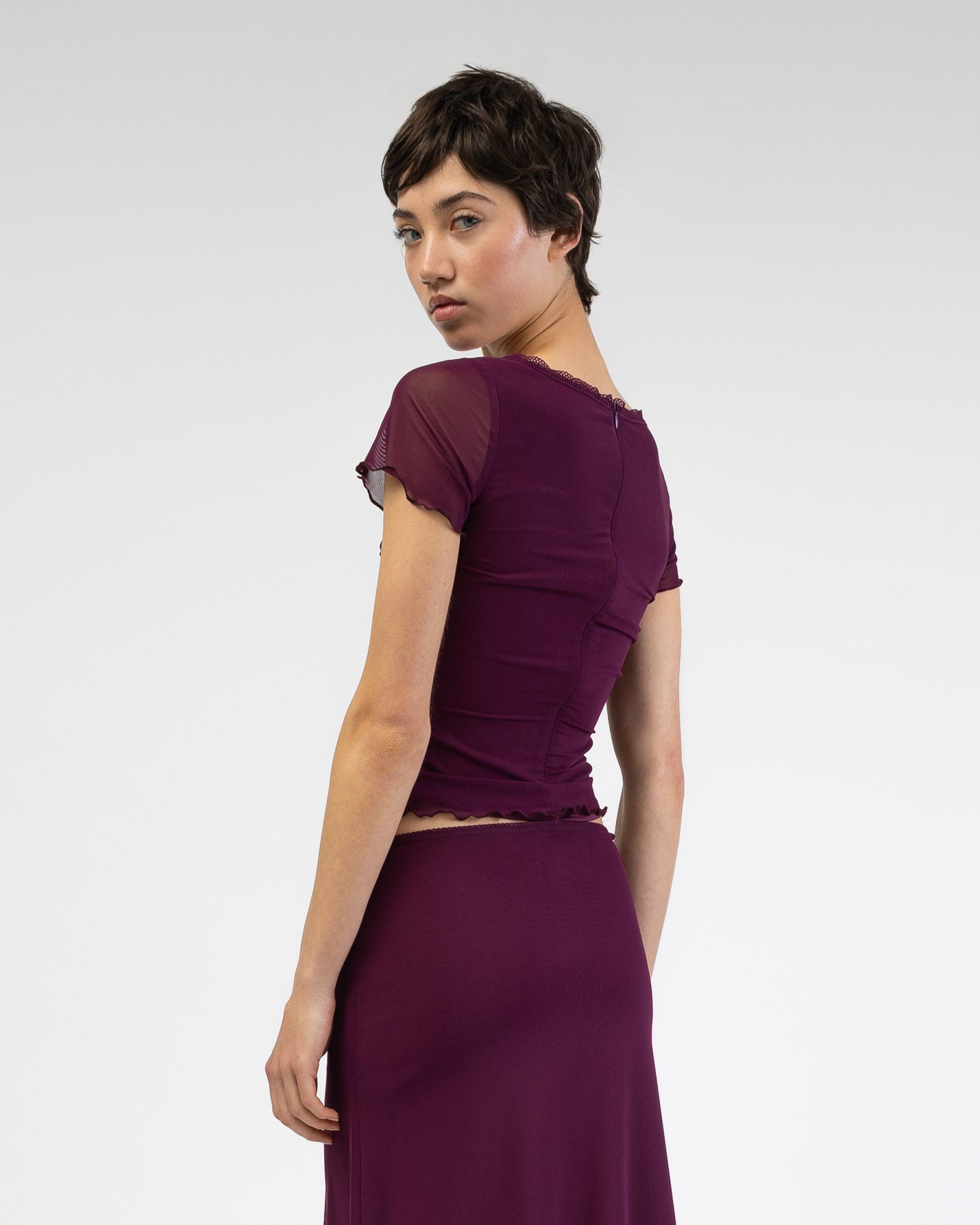 Mesh Shirt mit Spitzendetails