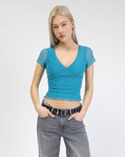 Mesh Shirt mit Spitzendetails