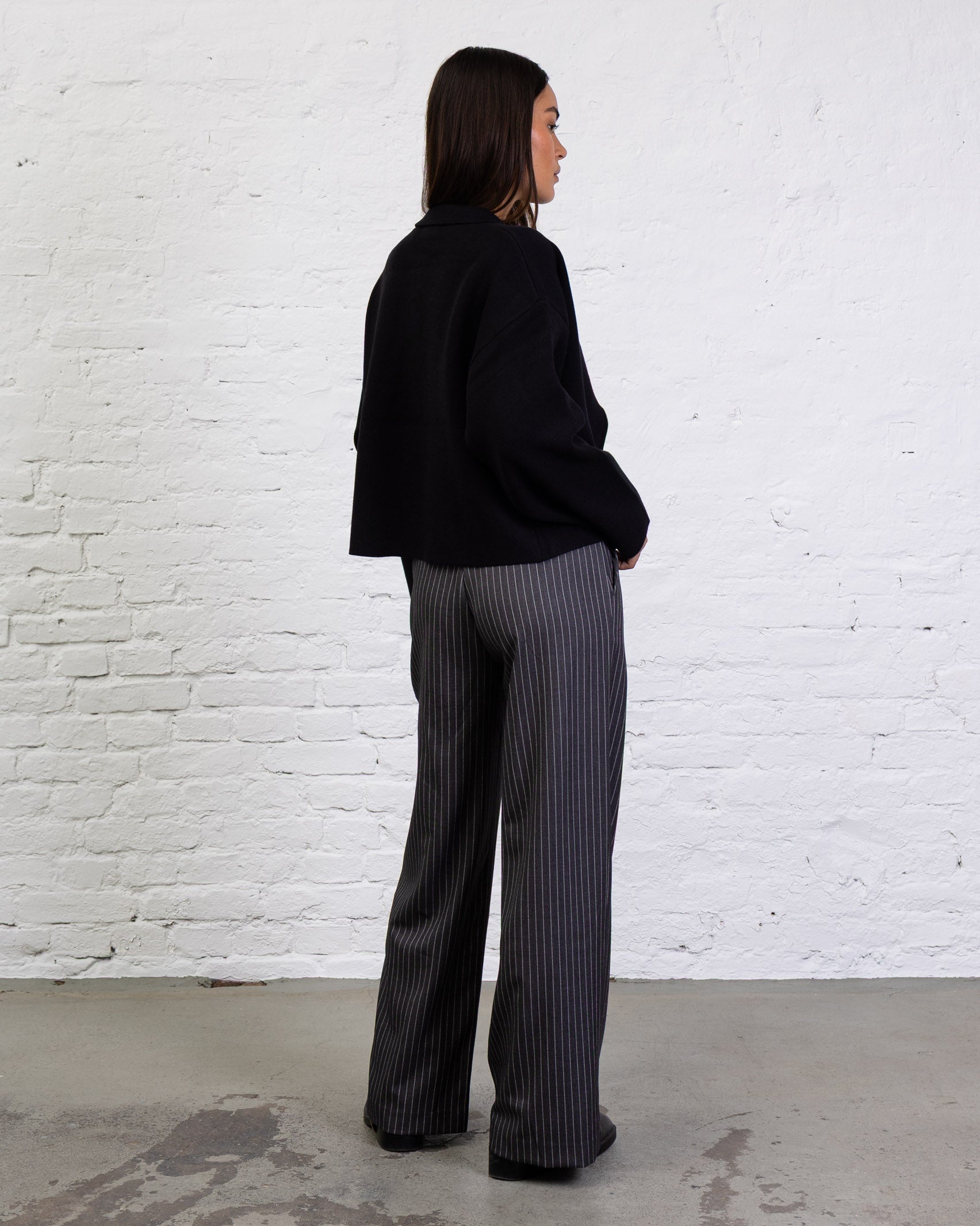 Kastige Strickjacke mit Reißverschluss