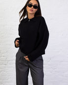 Kastige Strickjacke mit Reißverschluss