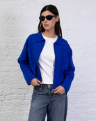 Kastige Strickjacke mit Reißverschluss