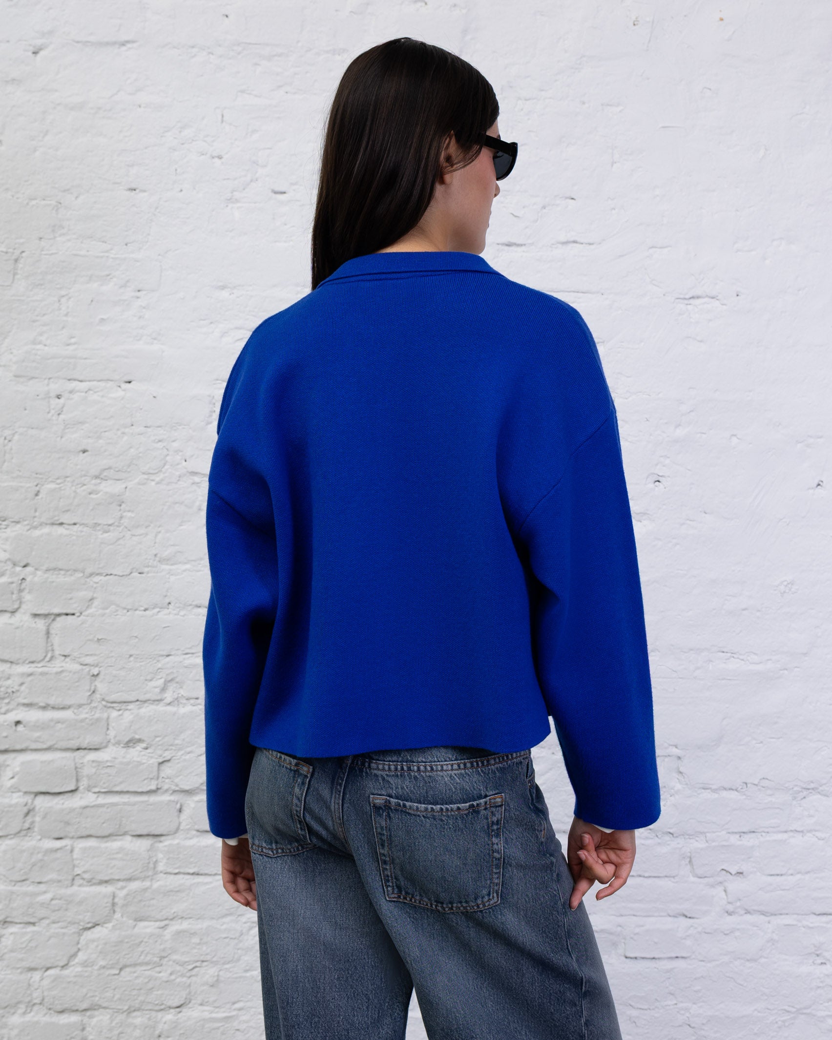 Kastige Strickjacke mit Reißverschluss