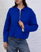 Kastige Strickjacke mit Reißverschluss