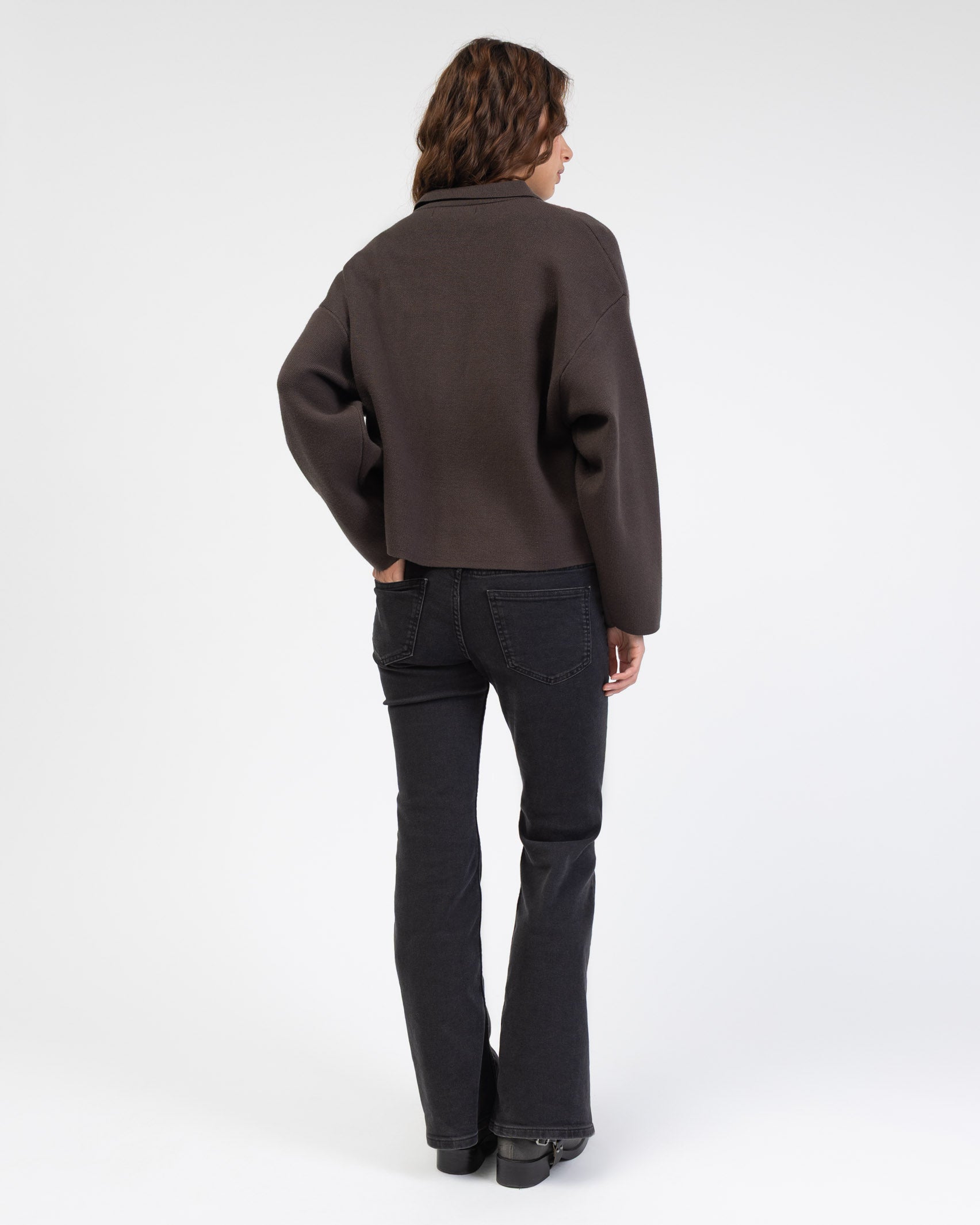 Kastige Strickjacke mit Reißverschluss