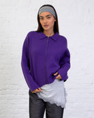 Kastige Strickjacke mit Reißverschluss