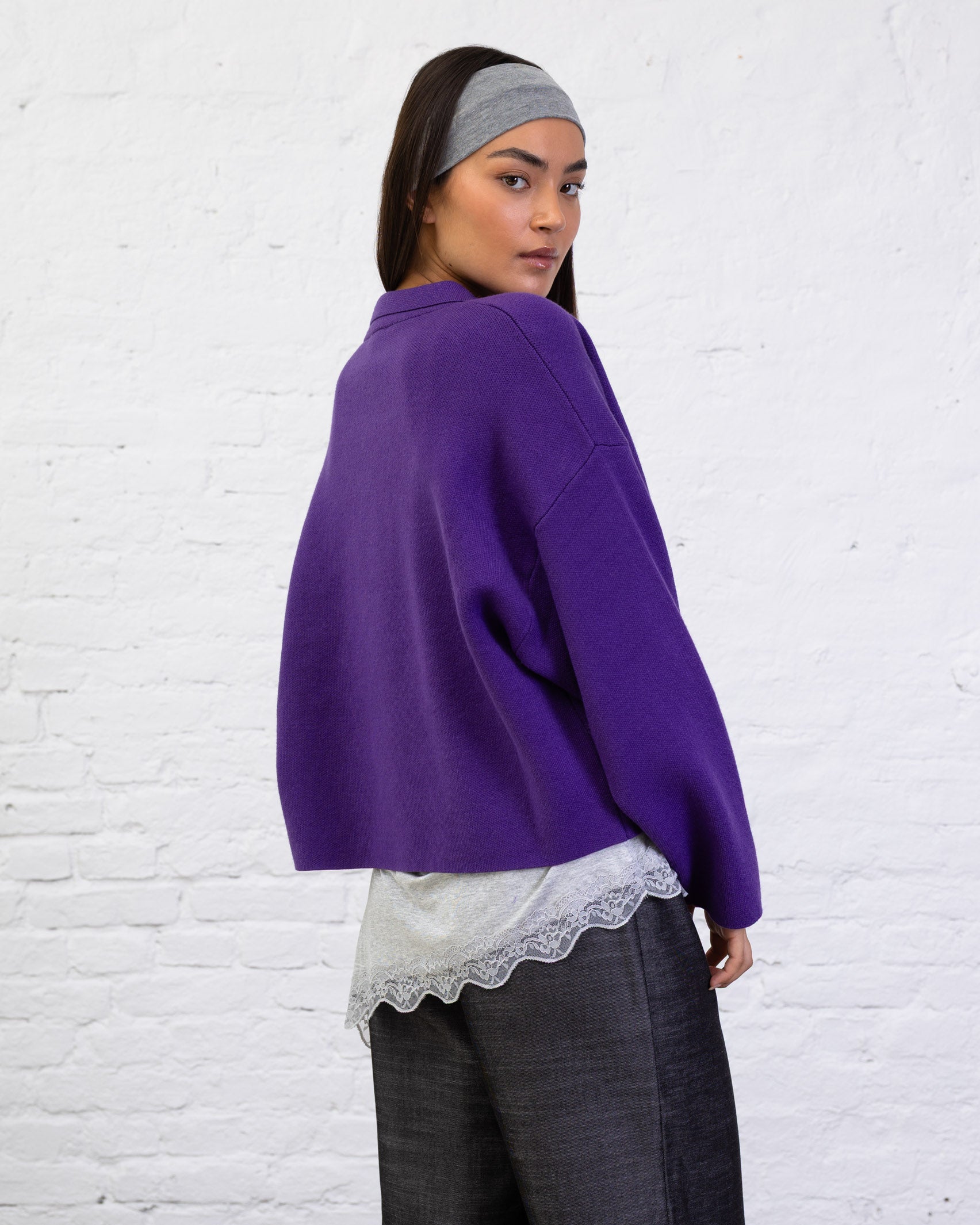 Kastige Strickjacke mit Reißverschluss