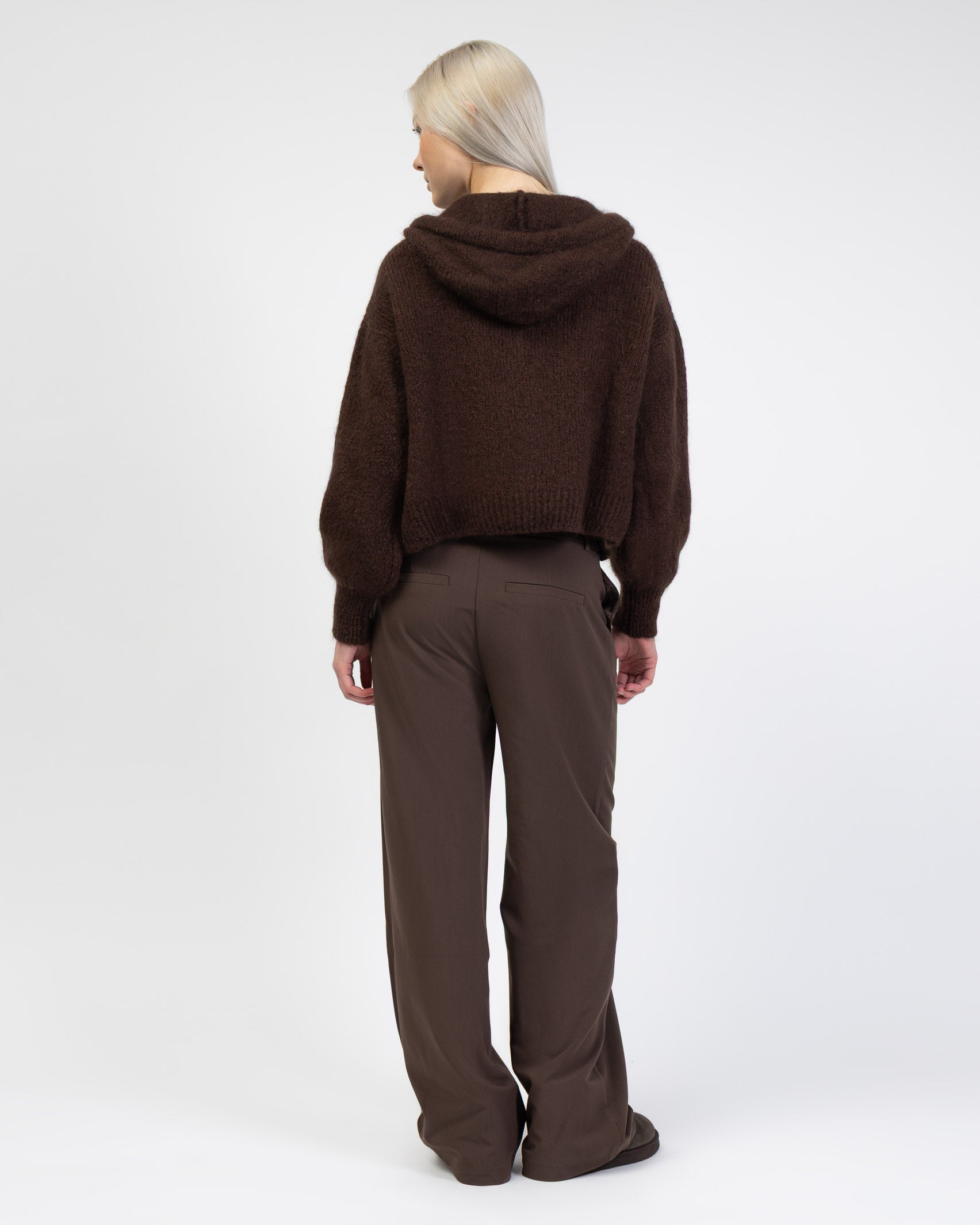 Strickjacke mit Reißverschluss und Kapuze