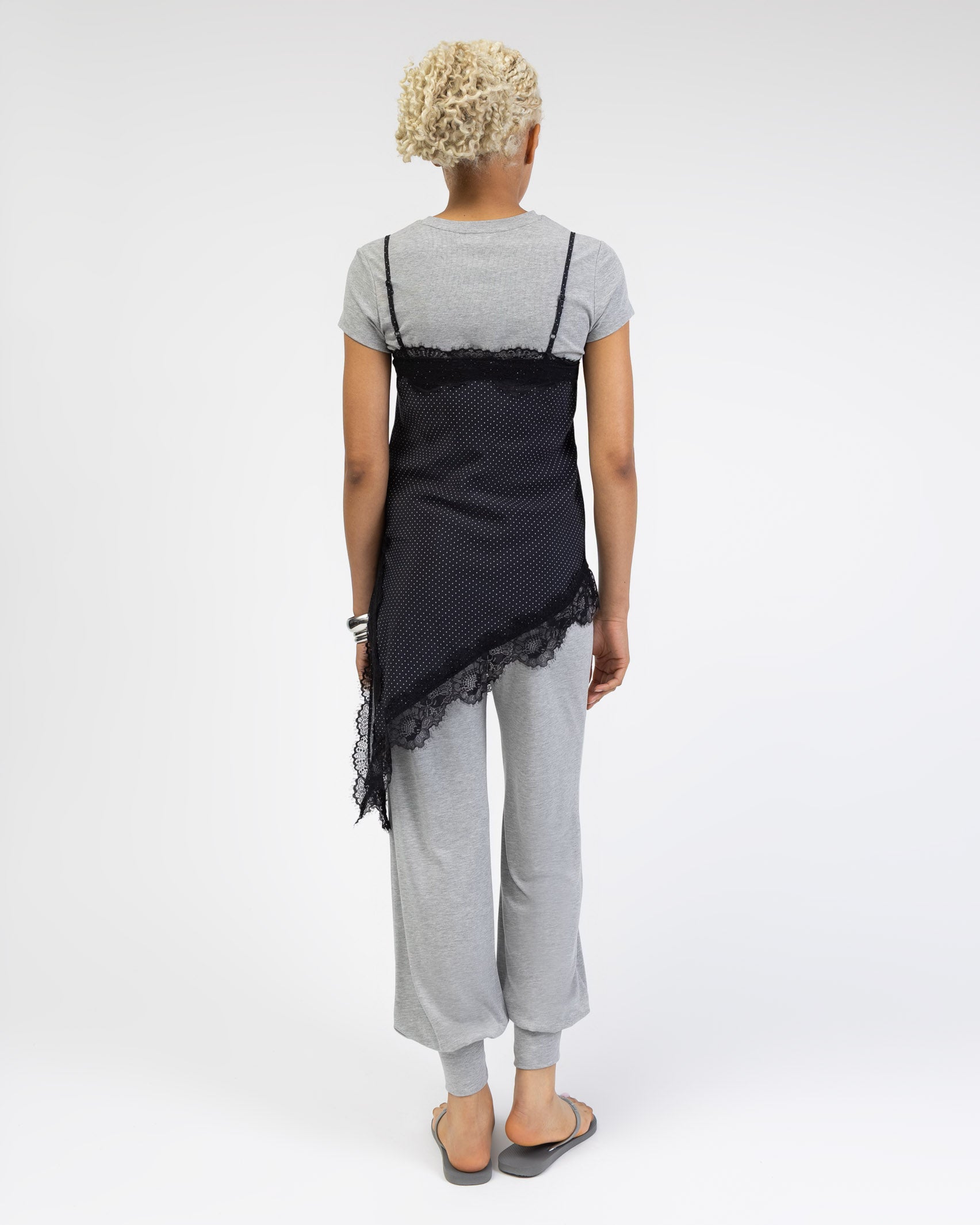 Gepunktetes Camisole mit Spitze