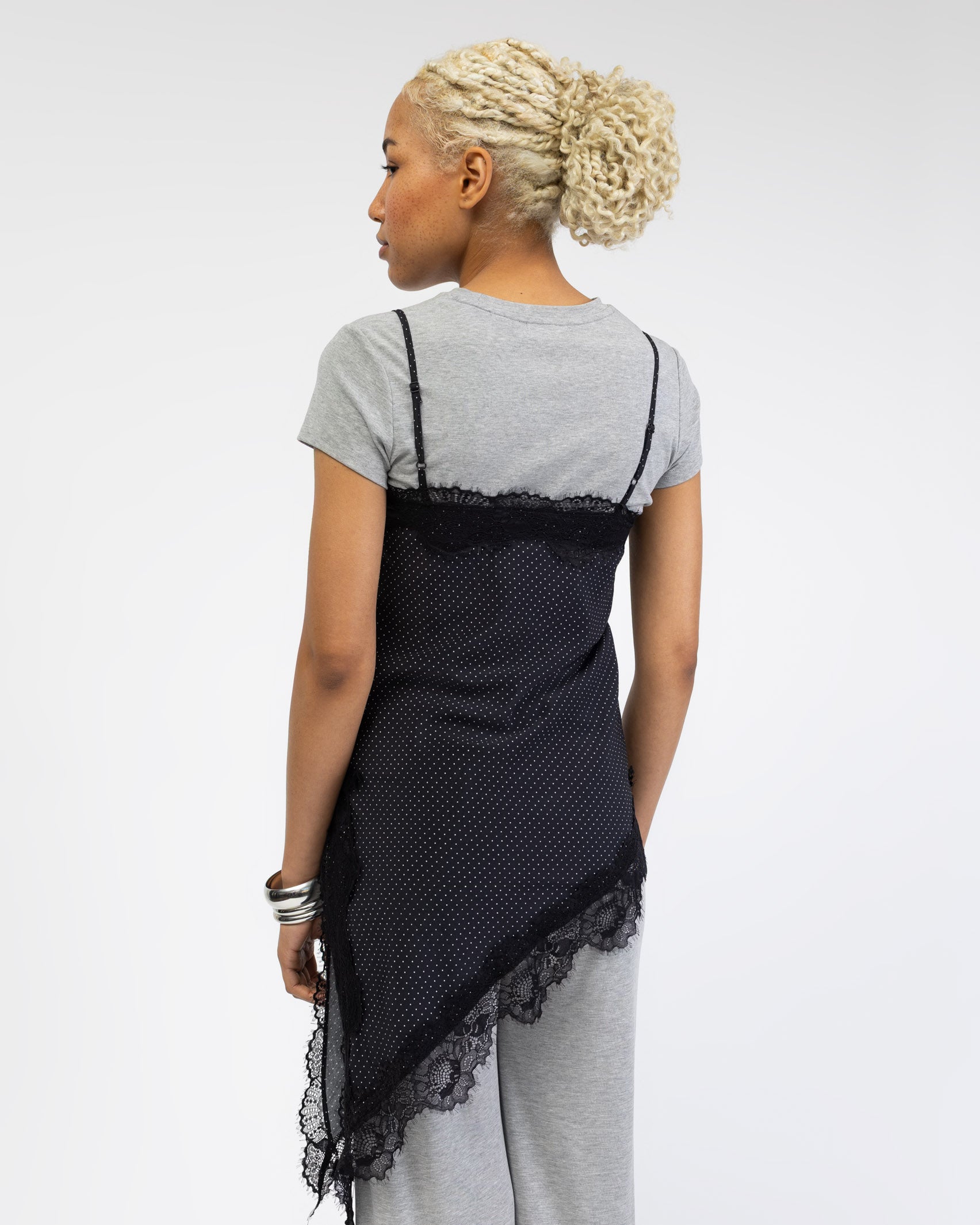 Gepunktetes Camisole mit Spitze