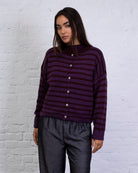 Weiche gestreifte Strickjacke