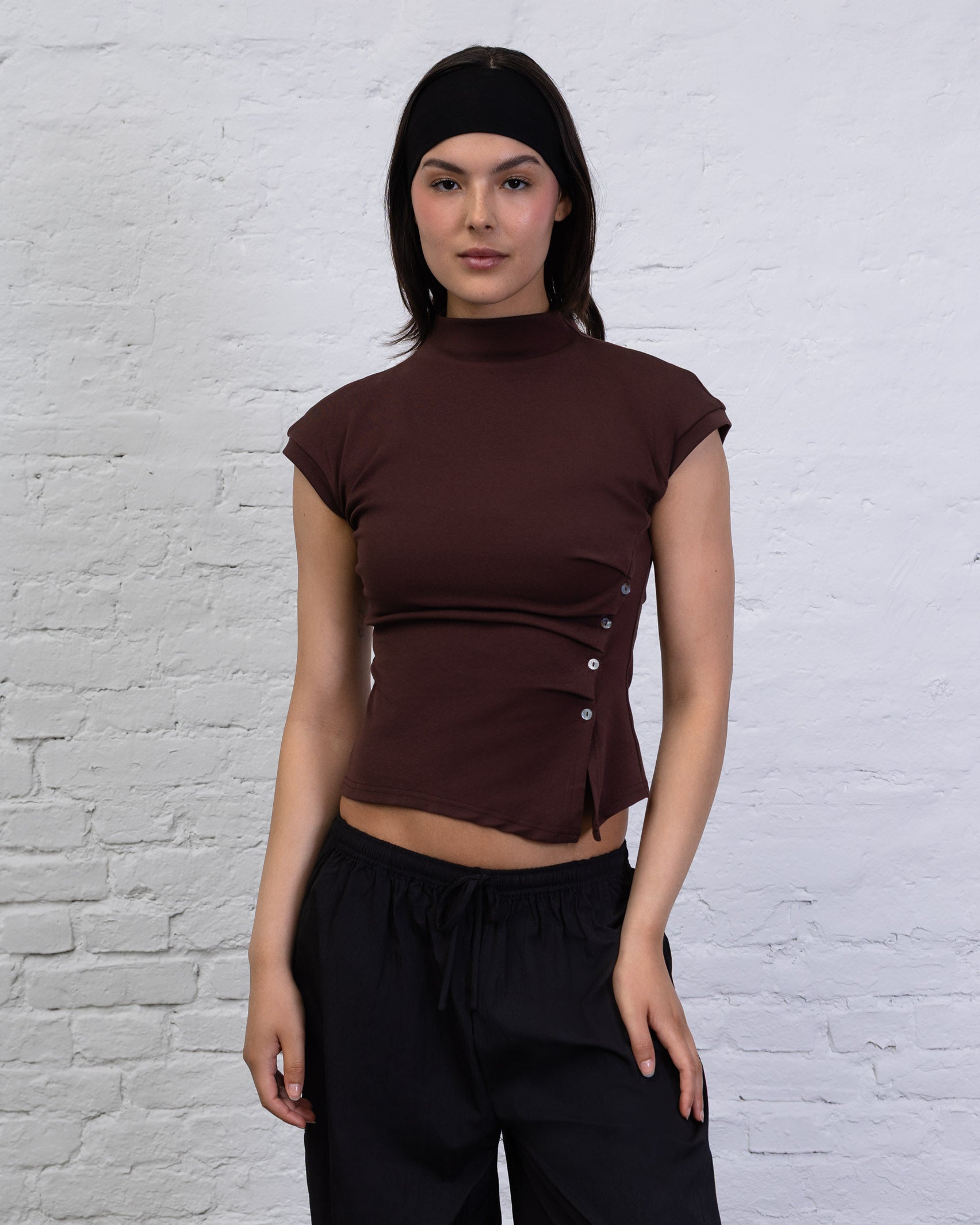 Shirt mit asymmetrischer Knopfleiste