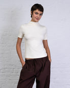 Basic T-Shirt mit Stehkragen