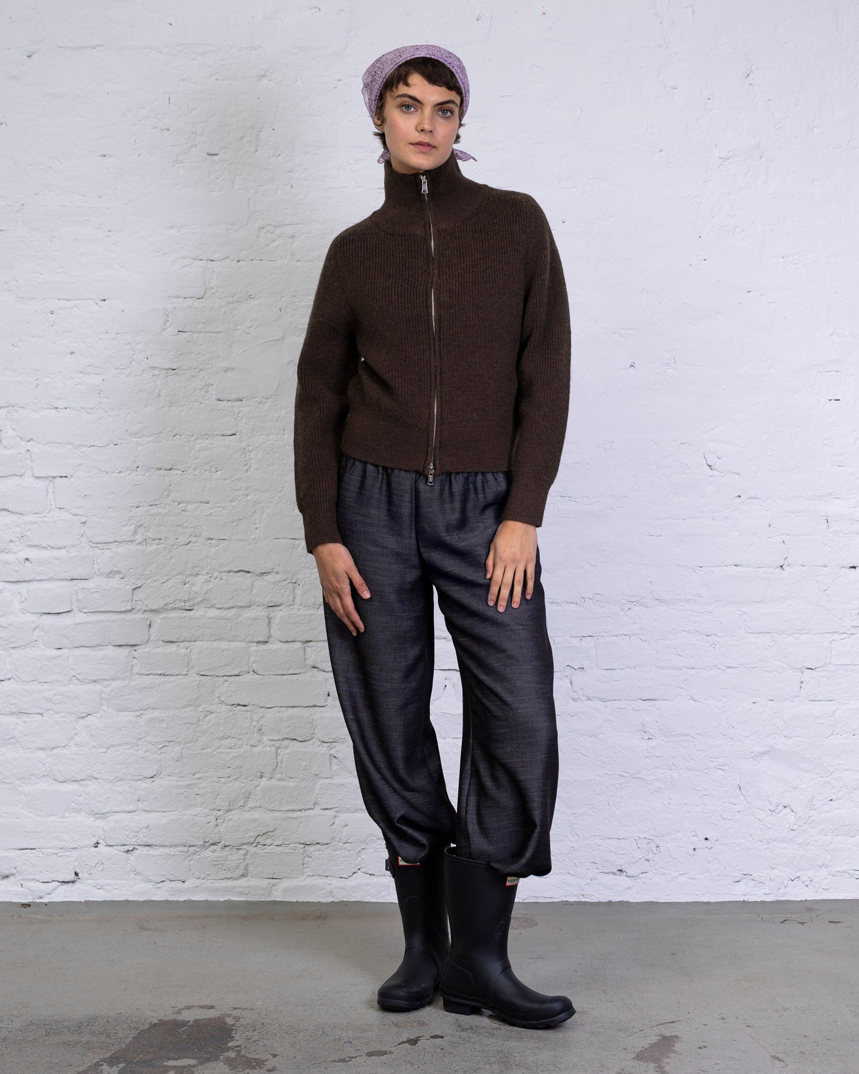 Strukturierte Strickjacke mit Doppel-Reißverschluss