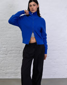 Strukturierte Strickjacke mit Doppel-Reißverschluss
