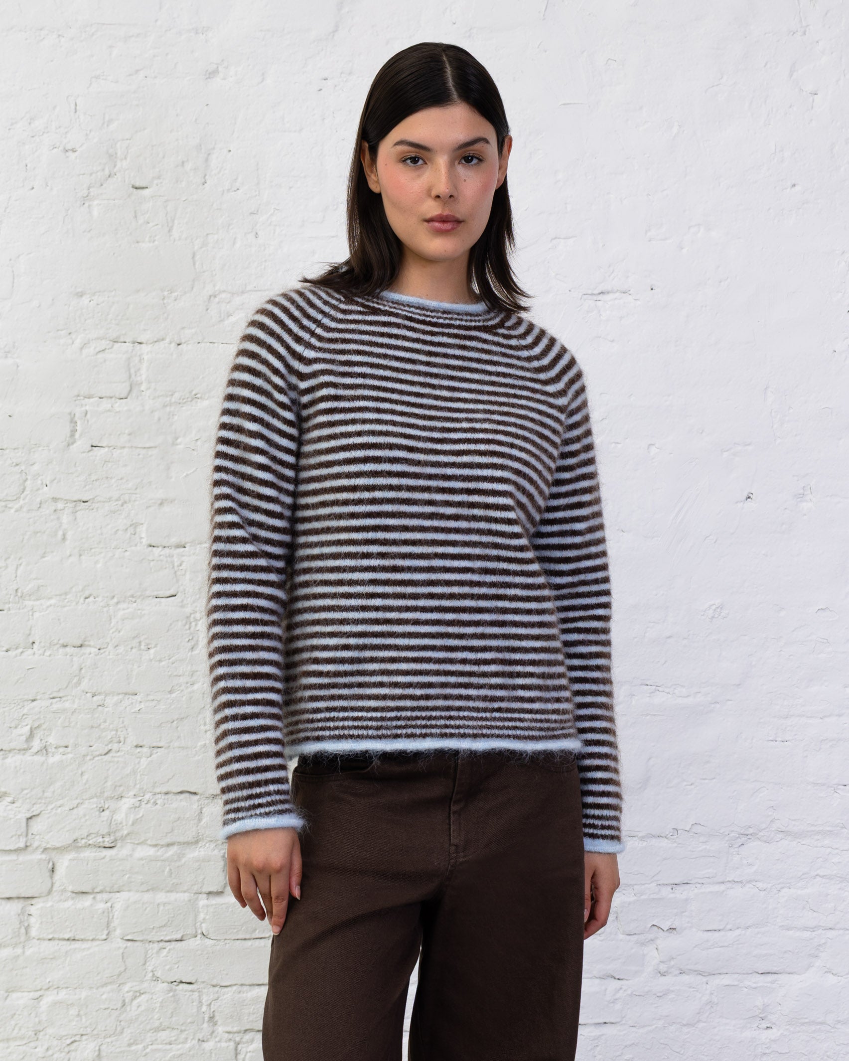 Flauschiger Pullover mit Streifen