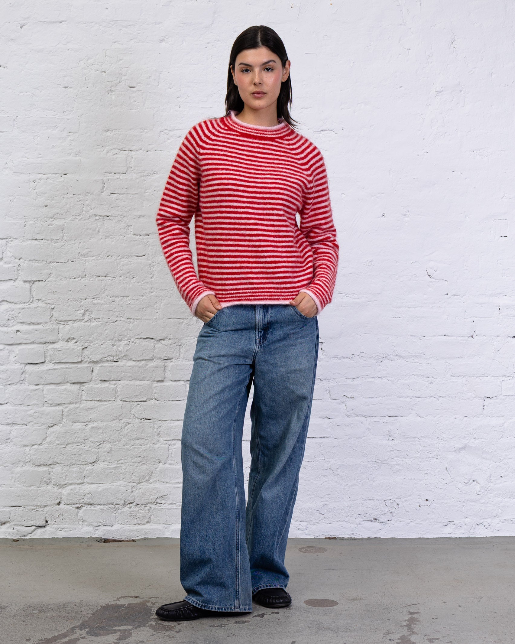 Flauschiger Pullover mit Streifen