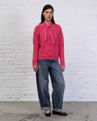 Gestreifte Strickjacke mit Schleifen-Kragen