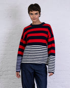 Pullover mit buntem Streifenmix