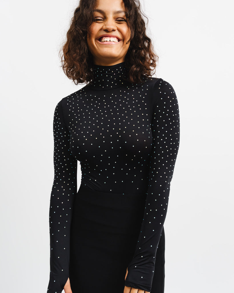 Body mit hohem Kragen und Strass - Broke + Schön