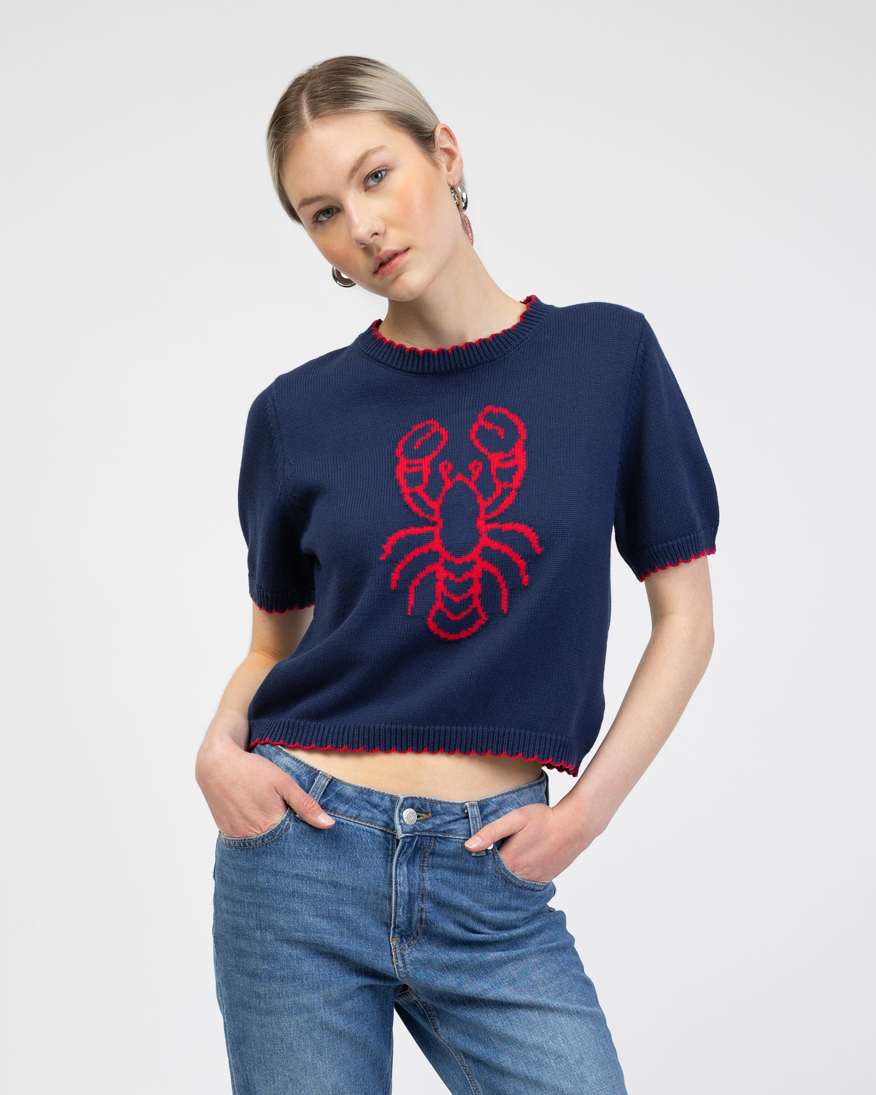Strickshirt mit Lobsterprint