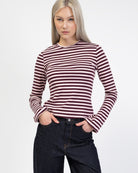 Gestreiftes Langarmshirt mit Trompetenärmeln