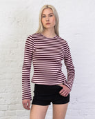 Gestreiftes Langarmshirt mit Trompetenärmeln