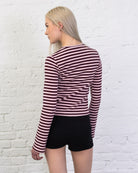 Gestreiftes Langarmshirt mit Trompetenärmeln
