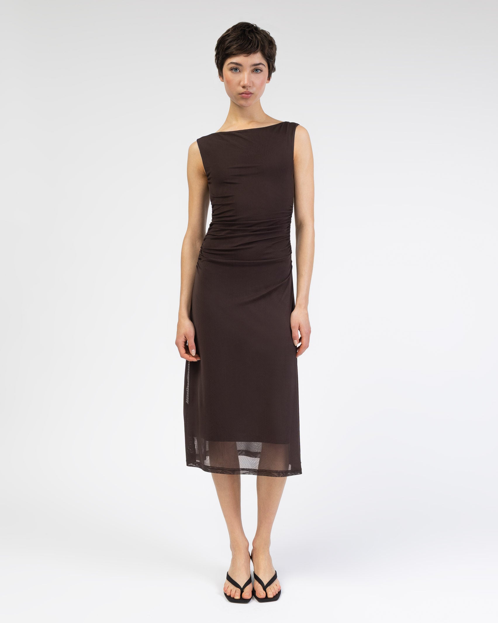 Mesh Kleid mit Raffung