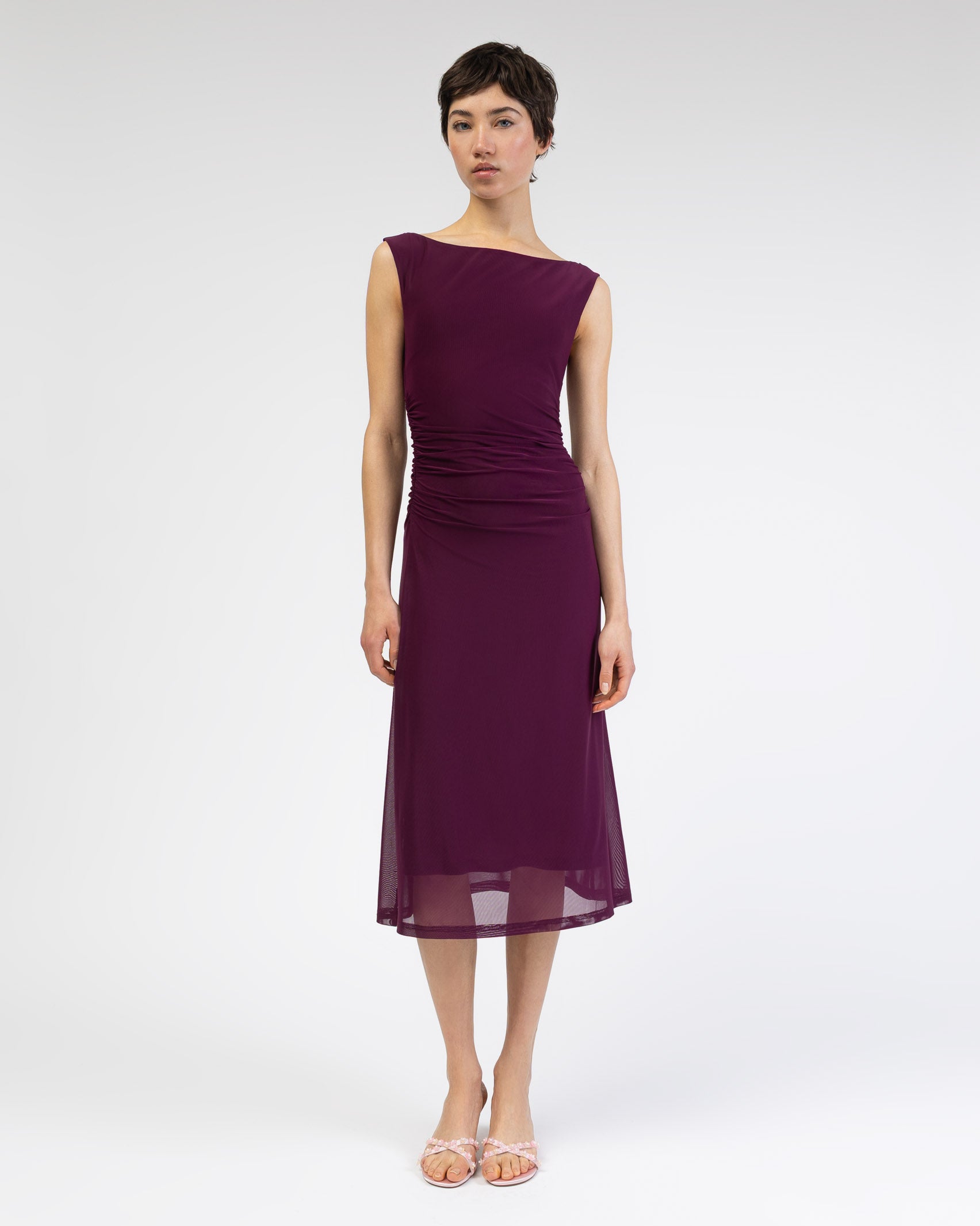 Mesh Kleid mit Raffung