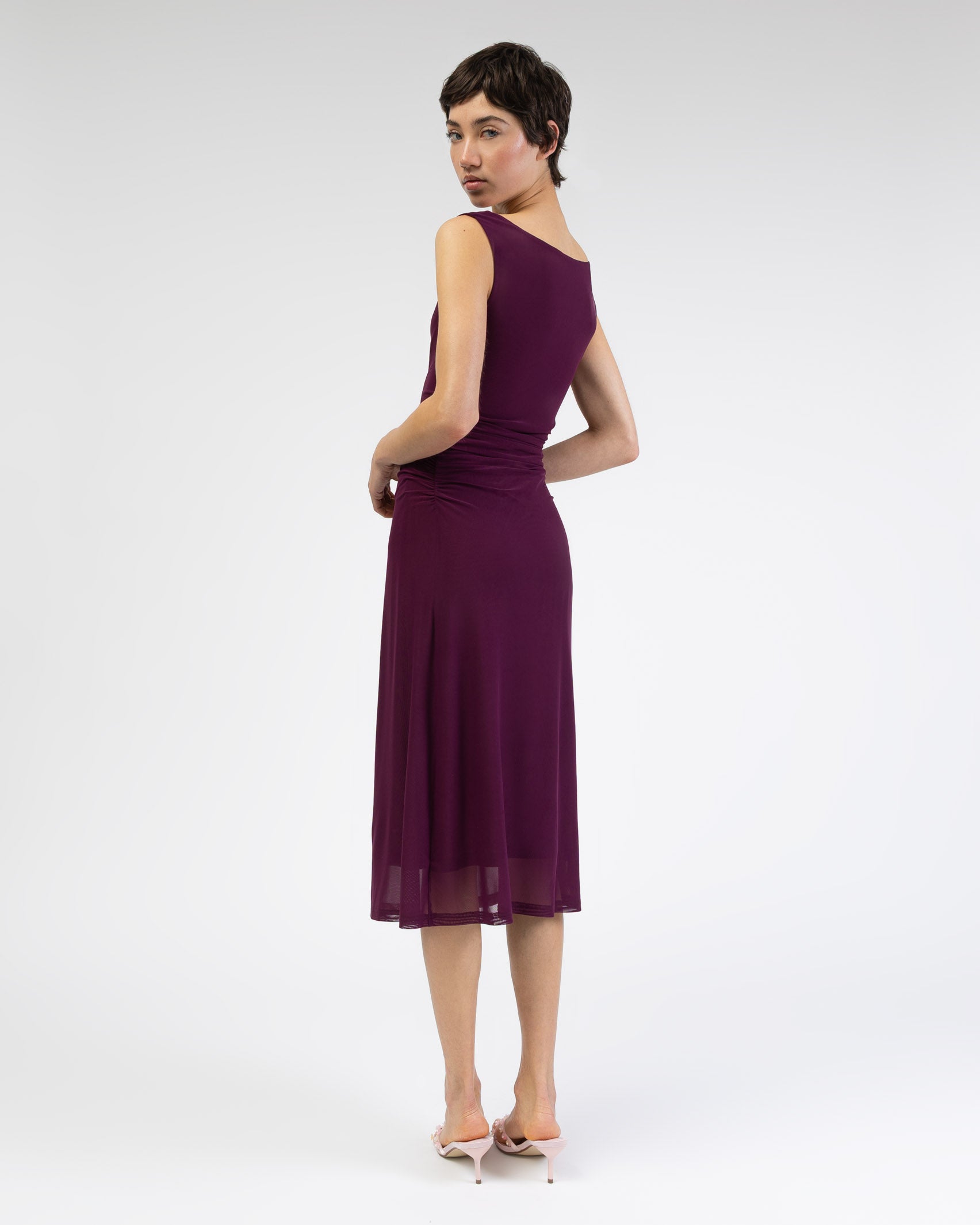 Mesh Kleid mit Raffung