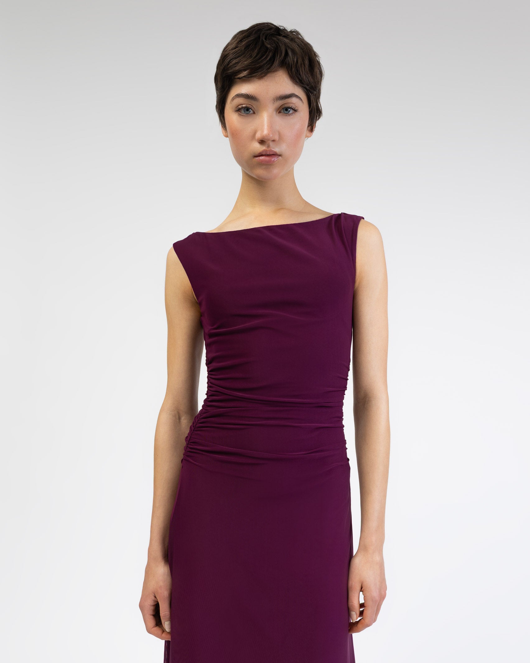 Mesh Kleid mit Raffung