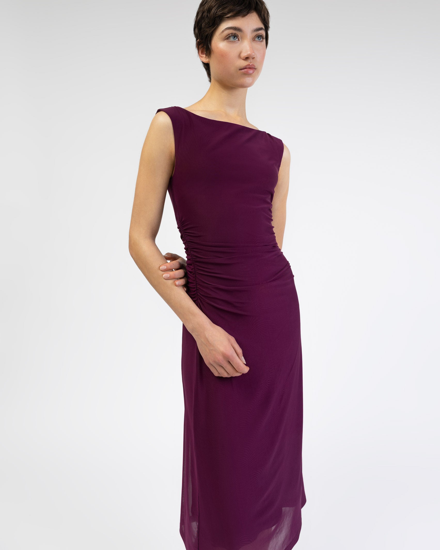 Mesh Kleid mit Raffung