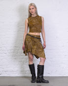 Asymmetrischer Rock mit floralem Print aus Samt
